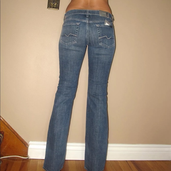 🆕 7 For All Mankind Bootcut Light wash Distressed Y2K Vintage Low Rise - Picture 4 of 8